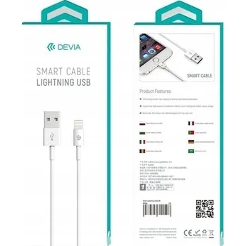 Datový kabel Kabel Devia USB - Apple Lightning 1 m bílý