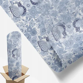 Obraz Mléčná Fólie Vitrážová na Okna a Skleněné Dveře 50x100 cm Květinový Vzor s Ptáky