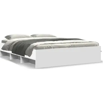 Postel Bílý rám postele s přihrádkami 203 x 163 x 35 cm