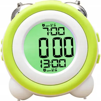 Budík BUDÍK HODINY PRO DĚTI HLASNÝ KLASICKÝ ZVUK ZELENO-BÍLÝ