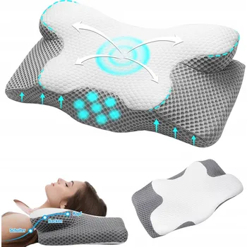 Polštář ORTOPEDICKÝ POLŠTÁŘ POLŠTÁŘ KRČNÍ PRO SPÁČE NA BOKU ŠEDÝ BÍLÝ