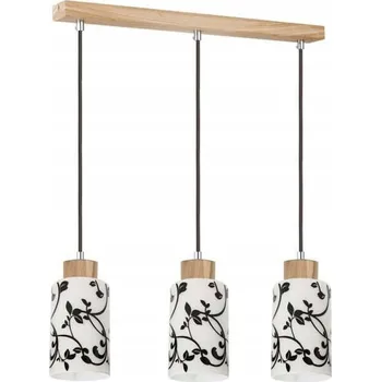 Ravio Závěsné Svítidlo 3xE27 Max.60W Bříza/Bílo-Černý Skleněný Stínidlo
