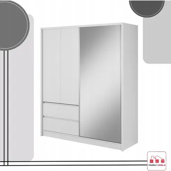 Šatní skříň Family Meble LILIA Skříň 184 x 214 x 61 cm bílá skříň se zrcadlem