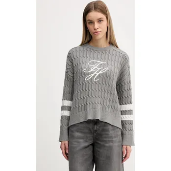 Dámský svetr Bavlněný svetr Tommy Hilfiger dámský, šedá barva, WW0WW47633 90X, vel. XL