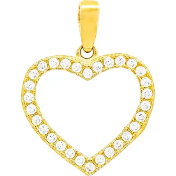 Přívěsek Přívěsek ze žlutého zlata ve tvaru srdce se zirkony - oboustranný 99156382081