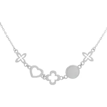 Náhrdelník Argento 92090 Stříbrný náhrdelník - čtyřlístek, délka 43 až 46 cm