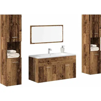 Koupelnový nábytek vidaXL Set koupelnového nábytku dřevotříska [3071069] Barva: Staré dřevo