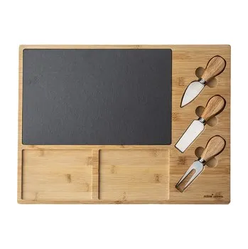 Kuchyňský nůž DESKA BAMBUSOWA DO SERWOWANIA SERÓW, 3 NOŻE DO SERA, 40X30X2 CM