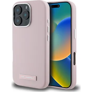 Pouzdro na mobilní telefon Karl Lagerfeld Leather MagSafe iPhone 16 Pro Max růžová FW Metal Plate