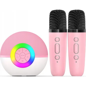 Hudební nástroj pro děti KARAOKE MIKROFON S 2 MIKROFONY BLUETOOTH 5.3 RŮŽOVÝ
