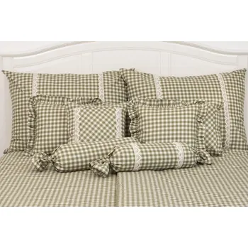 Povlečení Podpěrová s.r.o. Krepové povlečení ZELENÁ KOSTKA CHALET S KRAJKOU Velikost: 200x220 (1x), 70x90 cm krajka (2x) ŠEV na peřině