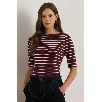 Pánské tričko Tričko s dlouhým rukávem Lauren Ralph Lauren 200P03723 burgundské 83X, vel. S