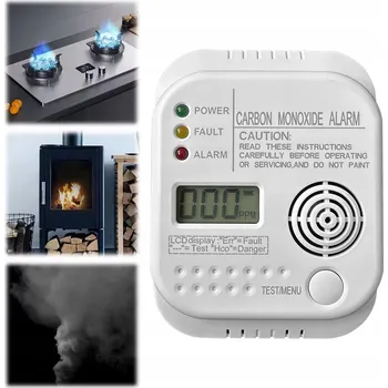 Detektor CO Bezdrátový detektor plynu oxidu uhelnatého (CO), kouře a požáru na baterie s alarmem