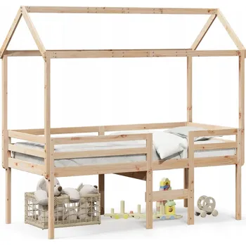 Vysoká dětská postel se stříškou, borovice, 205,5 x 95,5 x 89 cm
