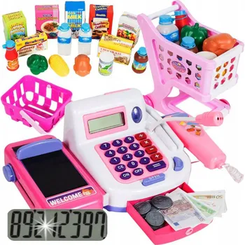 Hra na obchod Pokladna pro obchod se skenerem, páskou, mikrofonem, vozíkem a kalkulačkou Amade AM3390