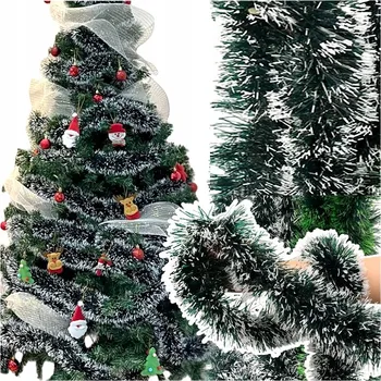 Vánoční dekorace VÁNOČNÍ ŘETĚZ ZELENÝ 10m GIRLANDA NA STROMEČEK XXL silný 9 Cm