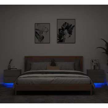 Noční stolek vidaXL Nástěnné noční stolky s LED osvětlením 2 ks [836823] Barva: šedá sonoma
