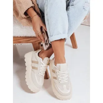 Dámské tenisky Dámské tenisky s kožešinou na platformě béžové