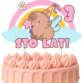 Obraz TOPER NA DORT TOPPER KAPIBARY ZVÍŘÁTKA NAROZENINY 3 ROKY DĚTI