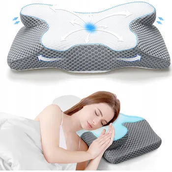 Polštář ORTOPEDICKÝ POLŠTÁŘ POLŠTÁŘ KRČNÍ PRO SPÁČE NA BOKU ŠEDÝ BÍLÝ