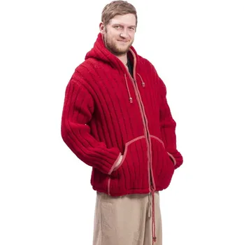 Vlněná svetrobunda červená