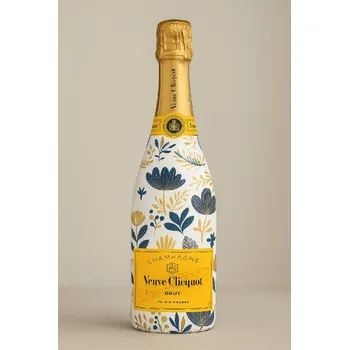 Veuve Clicquot Yellow Label 0,75 l – Dekor modrožluté květy