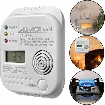 Detektor CO Bezdrátový detektor plynu oxidu uhelnatého (CO), kouře a požáru na baterie s alarmem