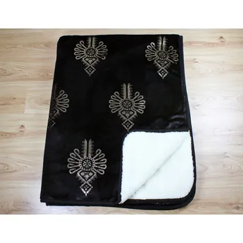 Obraz Dvojitá deka VLNA-MINKY POLAR vzor złota parzenica na czarnym 155x200cm