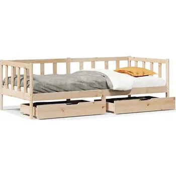 Pohovka Rozkládací postel-pohovka se zásuvkami 203,5 x 97,5 x 66 cm, surové borovicové dřevo