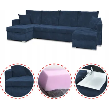 Sedací souprava Rohová Sedací Souprava Bonito BIG rozkládací s funkcí spaní Family Meble manšestr tmavě modrá