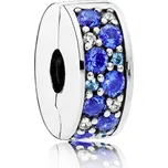 PANDORA klip se silikonem Modrá mozaiková lesklá elegance
