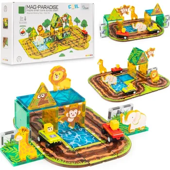 ostatní stavebnice Lebula Sada magnetických cihliček pro děti 45 kusů zvířátka auta