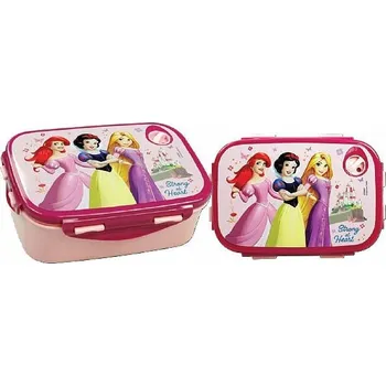 Svačinový box SVAČINOVÝ BOX box na svačinu, chlebník, uzavíratelný ze 4 stran, těsnění, motiv Princezny