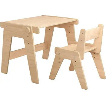 Dětský stůl BusyKids Dětský rostoucí stůl sklopný s rostoucí židlí - set natur (lak) - BAZAR