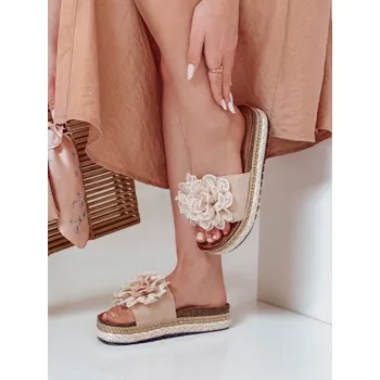 Dámské pantofle Dámské pantofle s květinou KWIATARIS béžové