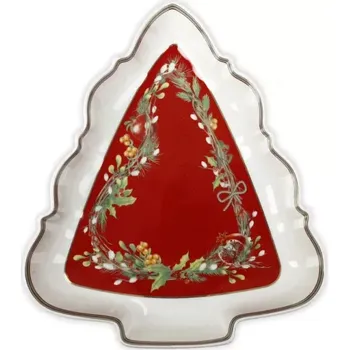 Tác na cukroví ve tvaru vánočního stromečku Carol BRANDANI (barva - bílá/červená)