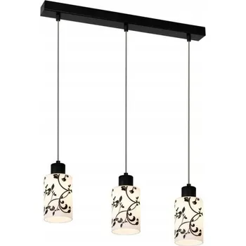 Ravio Závěsné Svítidlo 3xE27 Max.60W Černý Kov/ Bílo-Černé Skleněné Stínidlo