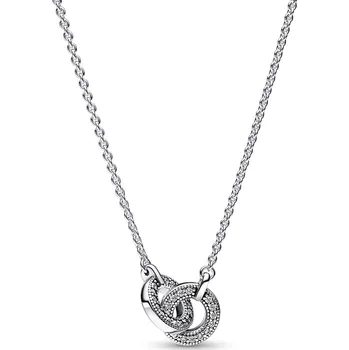 Oblečení a móda PANDORA náhrdelník s přívěskem Pandora Signature Propletená pavé