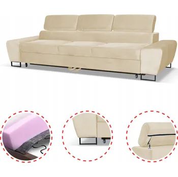 Pohovka Rozkládací pohovka / gauč pro 3 osoby s funkcí spaní Bosso Family meble béžový velur