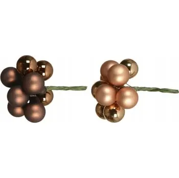 Vánoční dekorace Malé Skleněné Hnědé Vánoční Baňky na Vánoční Stromeček na Drátku, sada 10 ks, 2 cm