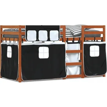 Postel Dřevěná patrová postel z borovice, voskovaný hnědý odstín, 205,5x85,5x112 cm