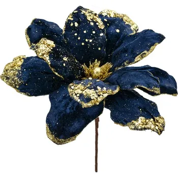 Vánoční dekorace Clayre & Eef vánoční hvězda Poinsettia zlatá 27 cm