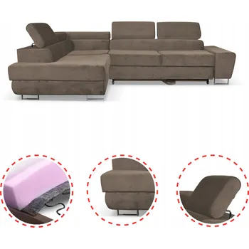 Sedací souprava Rohová Sedací Souprava rohová sedačka rozkládací na spaní Bosso levá Family meble hnědý velur