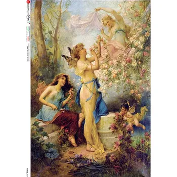 Umělecký papír Rýžový papír na decoupage - A4- Víly (Fairies) 0074