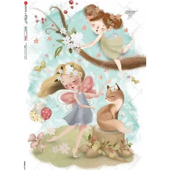 Umělecký papír Rýžový papír na decoupage - A4- Víly (Fairies) 0094