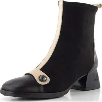 Dámské kozačky Hispanitas strečový zipový kotník na podpatku Marsella black/cream BHI254219 - 36 | P695748