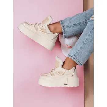 Dámské tenisky Dámské tenisky na vysoké platformě UPSOLE přírodní