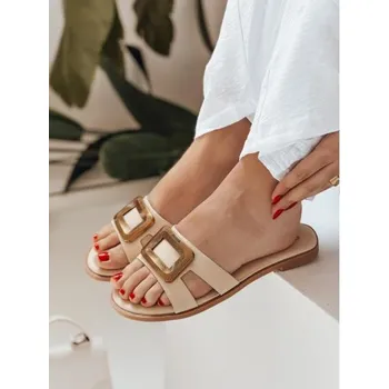 Dámské pantofle Dámské žabky GLAMSTEP béžové