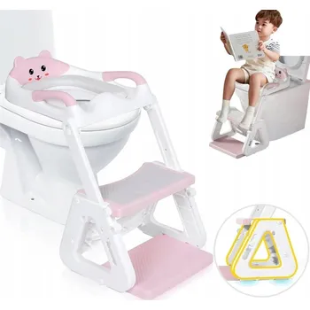 WC sedátko Nástavec na WC sedátko s žebříkem pro děti, Měkké sedátko, schůdky k WC