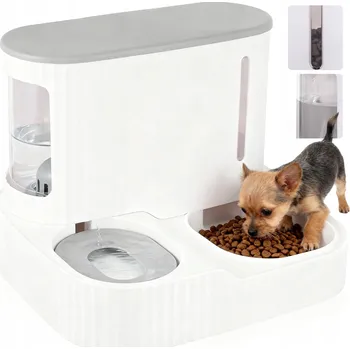 Miska pro psa VÝDEJNÍK VODY A KRMIVA MISKA PRO KOČKY A PSA DÁVKOVAČ 2V1 NAPÁJEČKA 3L + 850ML